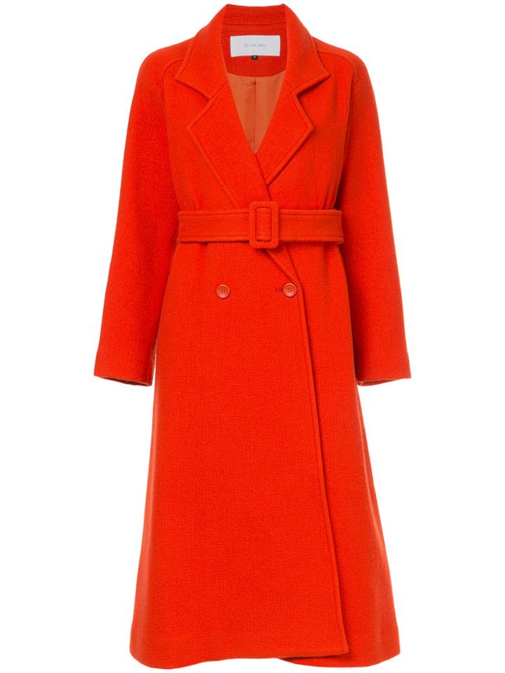 Le Ciel Bleu Straight Belted Coat - Yellow & Orange