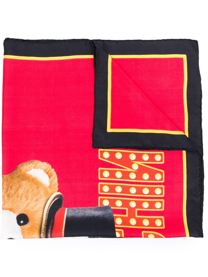 Moschino Teddy Bear Printed Scarf - Red
