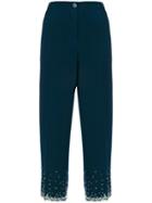 Miu Miu Crystal-embellished Cropped Trousers - Blue