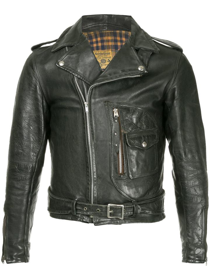 Fake Alpha Vintage 1940s Motorcycle Jacket - Black