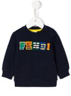 Fendi Kids - Felt Logo Sweatshirt - Kids - Cotton - 6 Mth, Blue