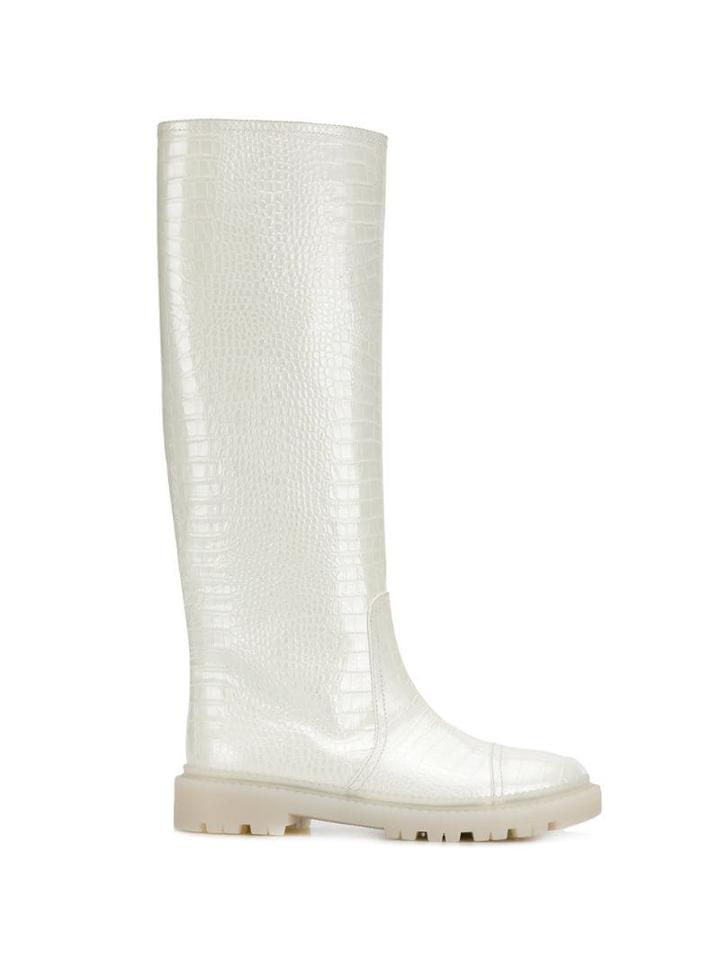 Casadei Croc-effect Boots - White