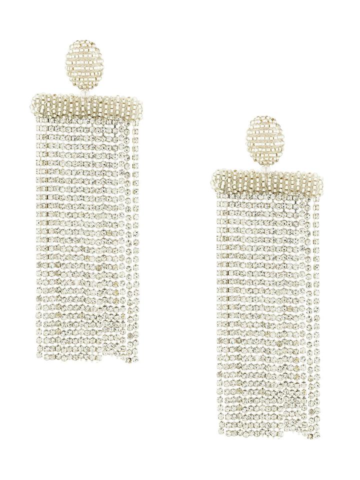 Oscar De La Renta Beaded Waterfall Earrings - Metallic