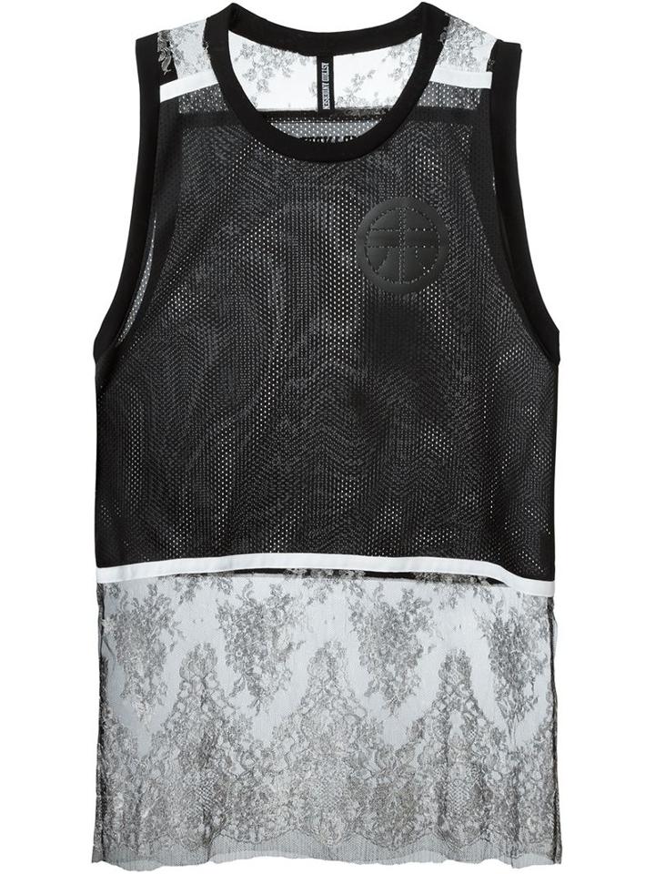 Astrid Andersen Lace Panel Tank Top, Men's, Size: Medium, Black, Polyester/polyamide