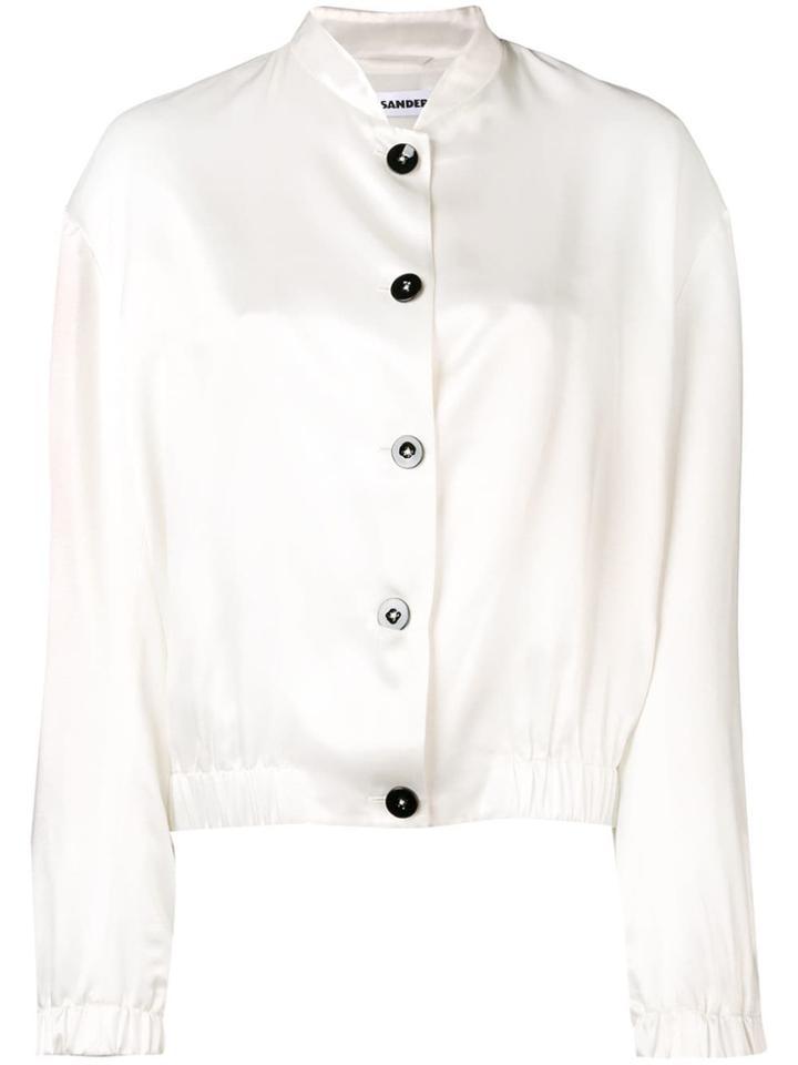 Jil Sander Logo Print Bomber Jacket - White