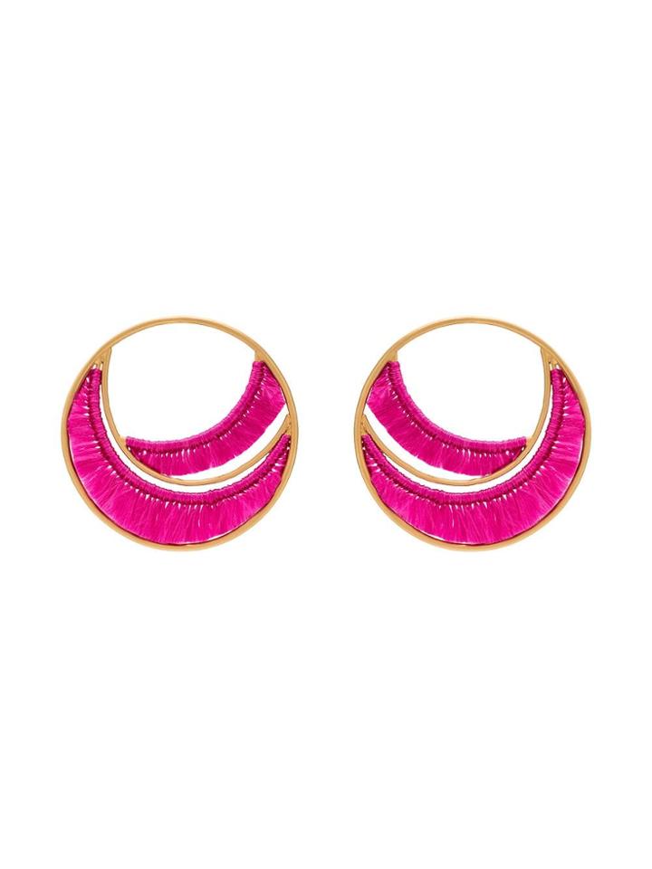 Katerina Makriyianni Tassel Hoop Earrings - Pink