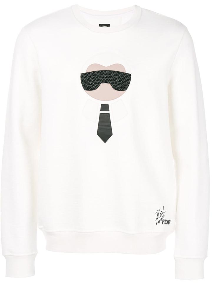 Fendi Karlito-appliqué Sweatshirt - White
