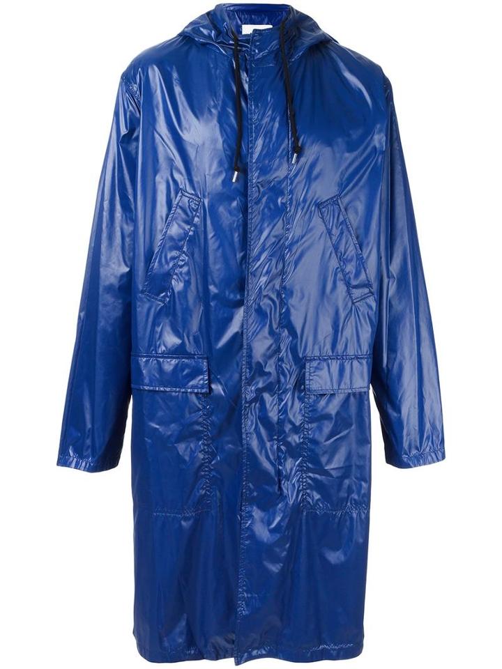 Msgm Logo Print Raincoat, Men's, Size: 44, Blue, Polyamide