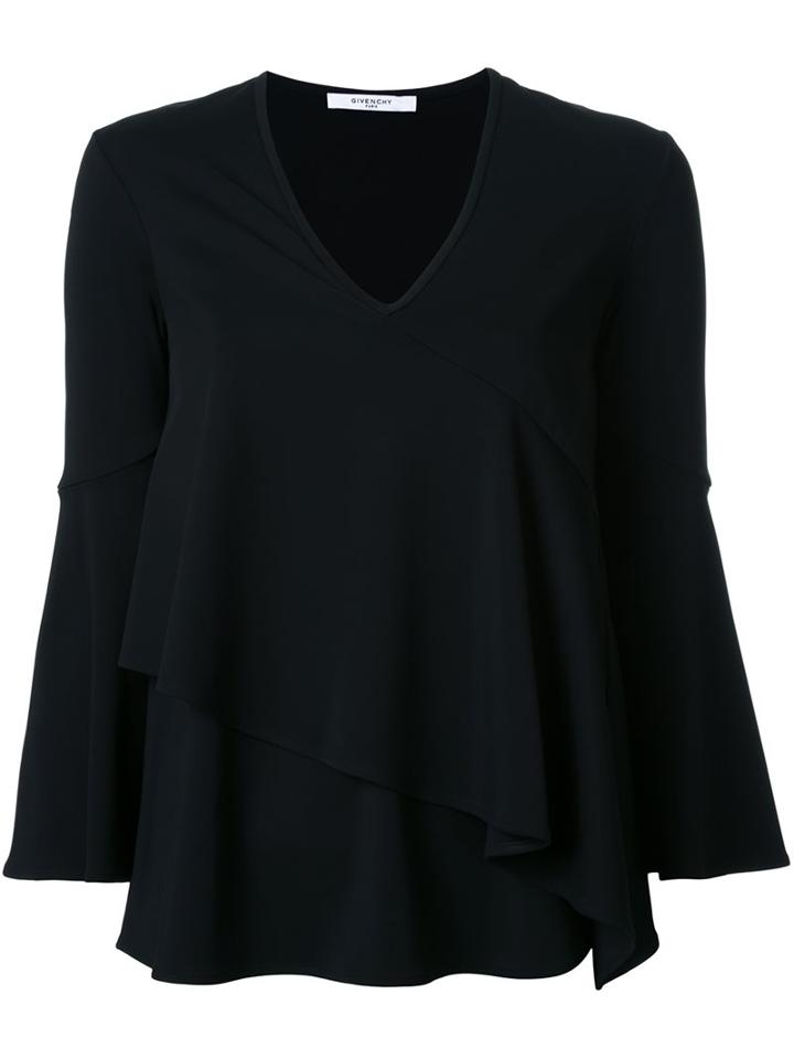 Givenchy Ruffle Detail Blouse, Women's, Size: 40, Black, Spandex/elastane/viscose