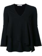 Givenchy Ruffle Detail Blouse, Women's, Size: 40, Black, Spandex/elastane/viscose