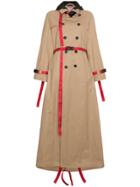 Palm Angels Trench Coat With Red Belt - Nude & Neutrals