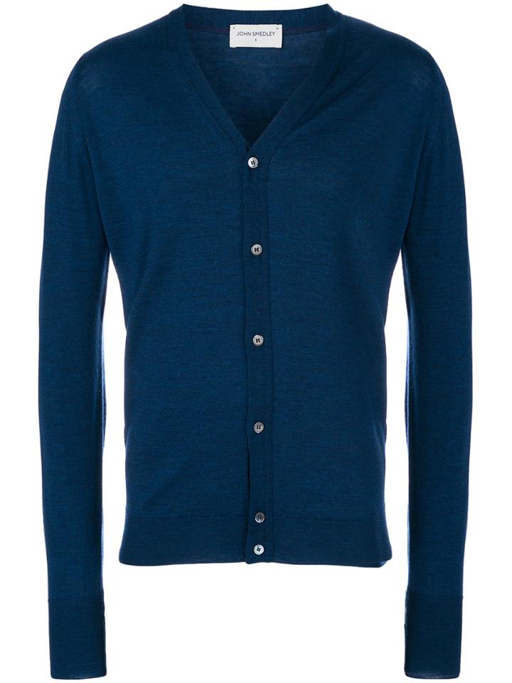 John Smedley Classic Fitted Cardigan - Blue