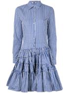 Jourden - Checked Flared Shirt Dress - Women - Cotton - 38, Blue, Cotton