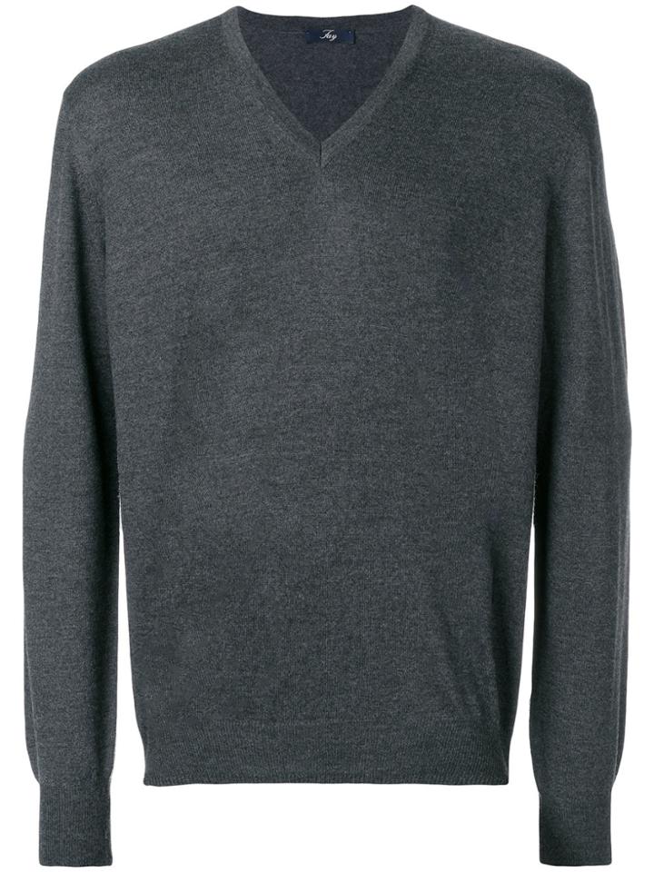 Fay V Neck Sweatshirt - Grey