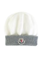 Moncler Kids Ribbed Hem Beanie, Boy's, Size: 40 Cm, White
