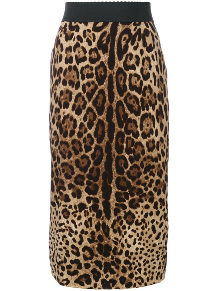 Dolce & Gabbana Leopard Print Pencil Skirt - Brown