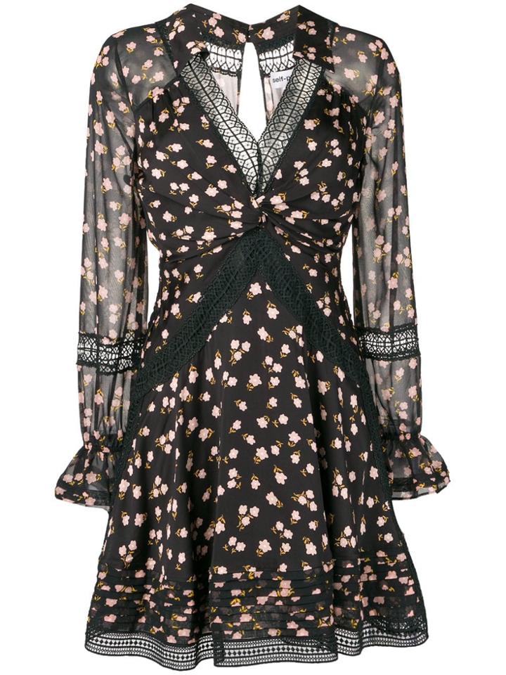 Self-portrait Floral Print Dress - Blue