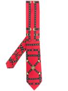 Versace Bondage Print Tie - Red