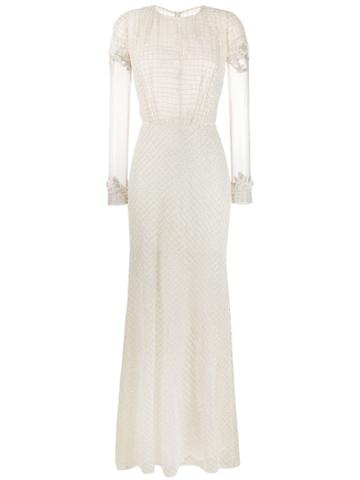 Parlor Beaded Evening Dress - White
