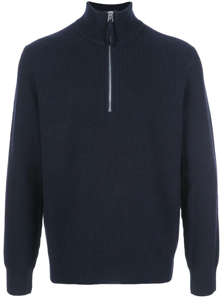 Alex Mill Ribbed Zipped Collar Jumper - Black