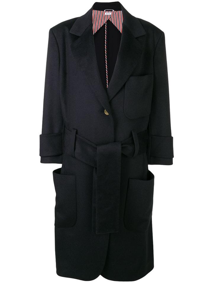 Thom Browne Navy Unilined Oversized Sack Trench - Blue