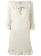 Fay - Eyelet Detail Shift Dress - Women - Cotton/spandex/elastane - L, Nude/neutrals, Cotton/spandex/elastane