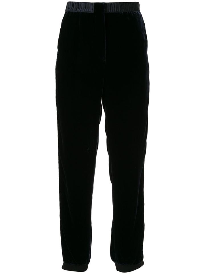 Giorgio Armani Elasticated Velvet Trousers - Blue