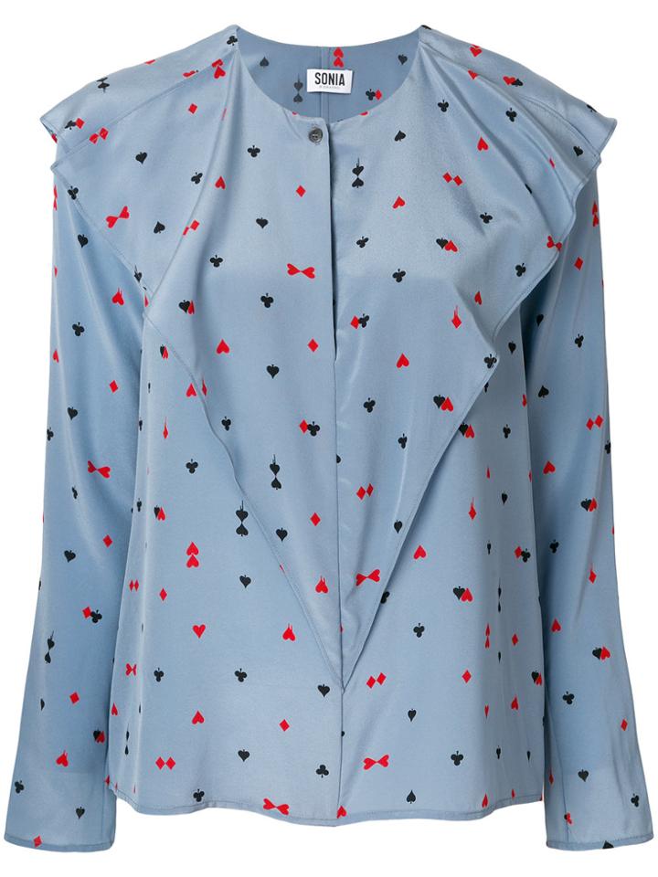Sonia By Sonia Rykiel Playing Card Symbols Blouse - Blue