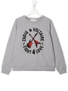 Zadig & Voltaire Kids Teen Glitter Guitar Sweater - Grey