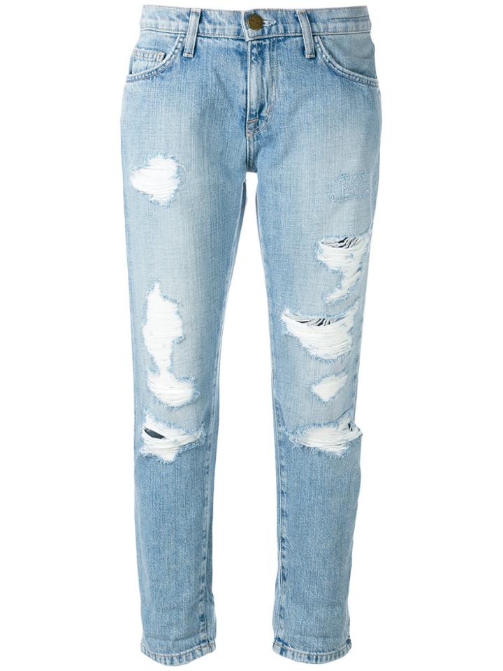 Current/elliott Cropped Distressed Jeans - Blue