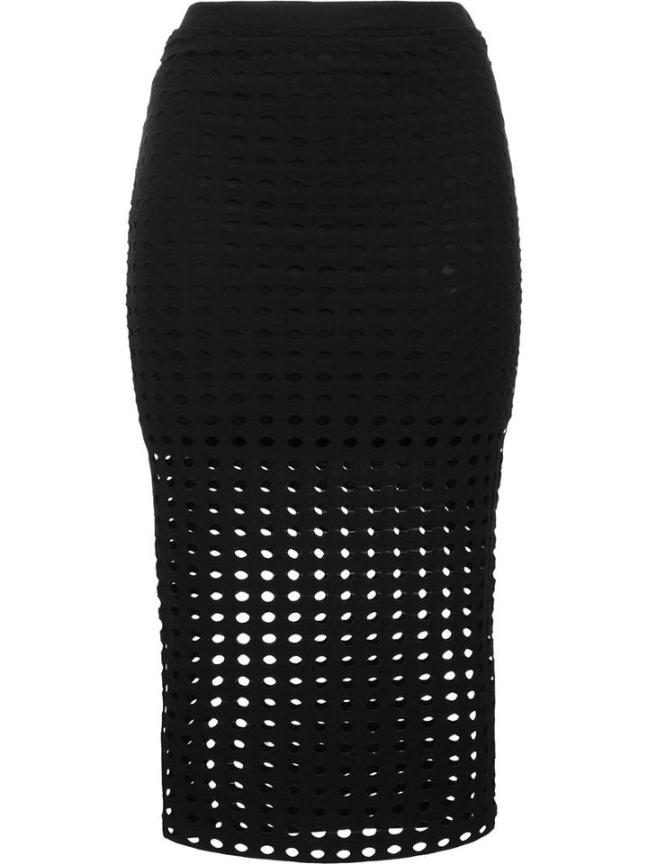 T By Alexander Wang Perforated Skirt, Women's, Size: Xs, Black, Polyester/spandex/elastane/rayon