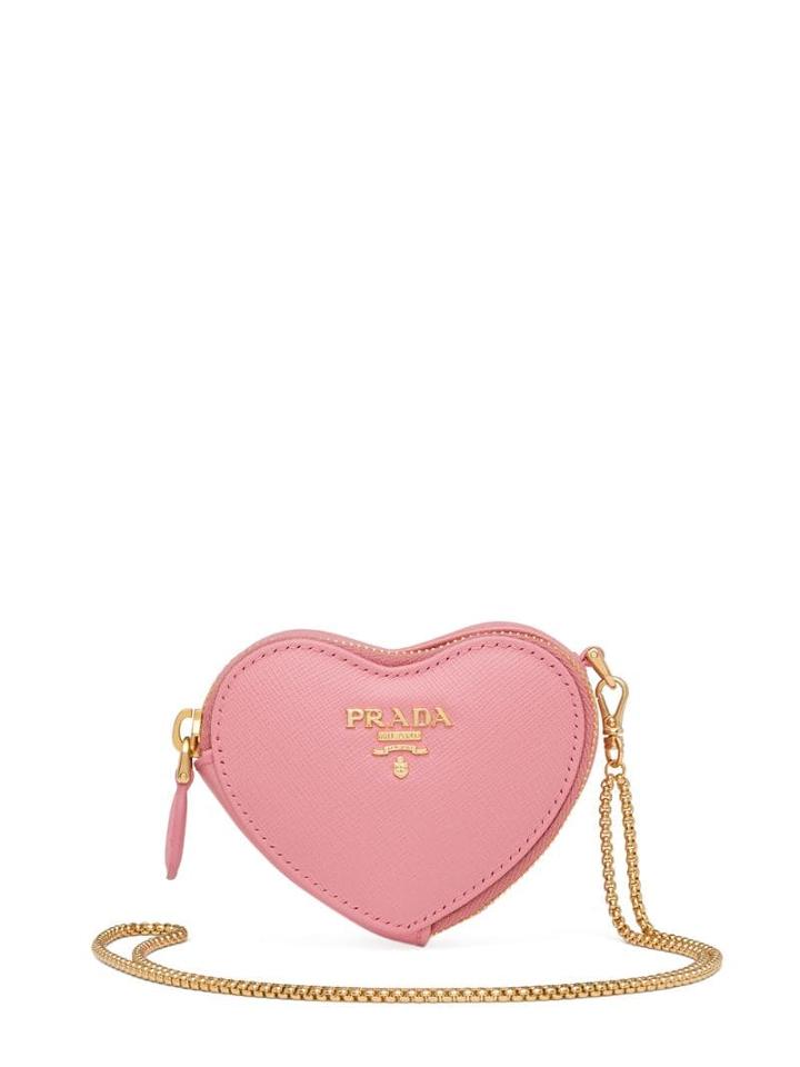 Prada Heart Shaped Wallet On Chain - Pink