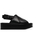 Ann Demeulemeester Black 55 Crossover Slingback Flatform Sandals