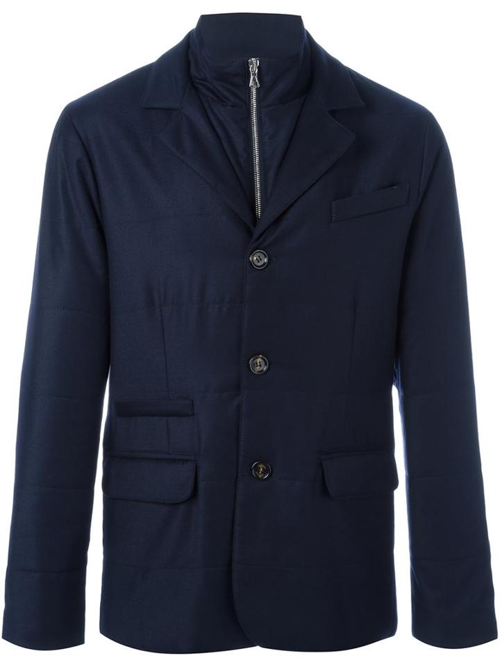Eleventy Blazer Design Lightweight Jacket, Men's, Size: Large, Blue, Silk/polyester/viscose/wool