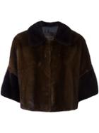 Blancha Wide Sleeve Cropped Jacket, Women's, Size: 42, Brown, Mink Fur