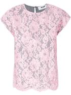 Msgm Floral Lace Top - Pink & Purple