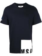 Msgm Logo Print T-shirt, Men's, Size: Small, Blue, Cotton