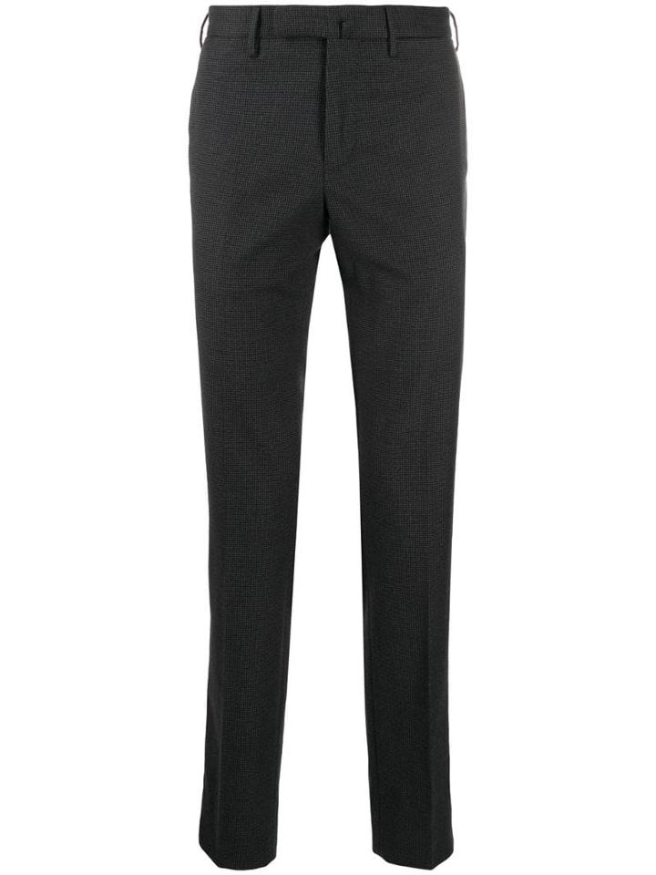 Incotex Micro Houndstooth Pattern Trousers - Grey