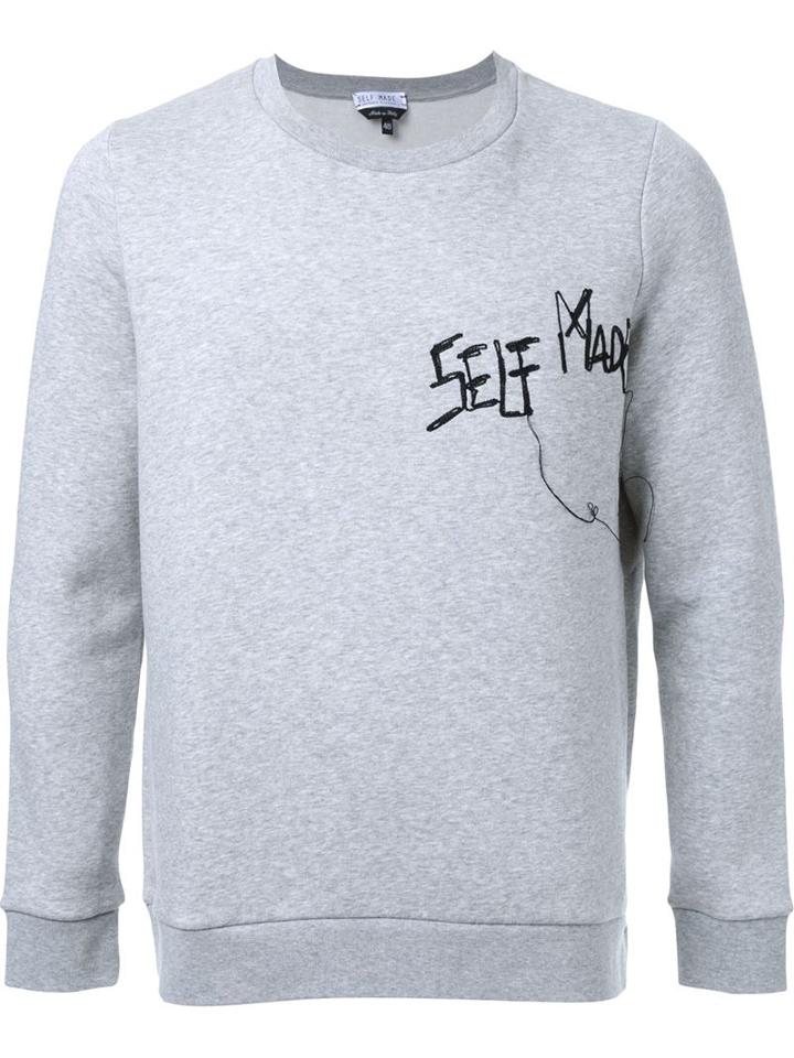 Selfmade By Gianfranco Villegas Embroidered Logo Sweatshirt, Men's, Size: 50, Grey, Cotton