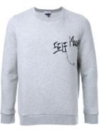 Selfmade By Gianfranco Villegas Embroidered Logo Sweatshirt, Men's, Size: 50, Grey, Cotton