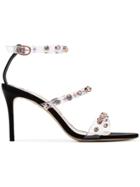 Sophia Webster Black Rosalind 85 Gemstone Vinyl Strap Leather Sandals