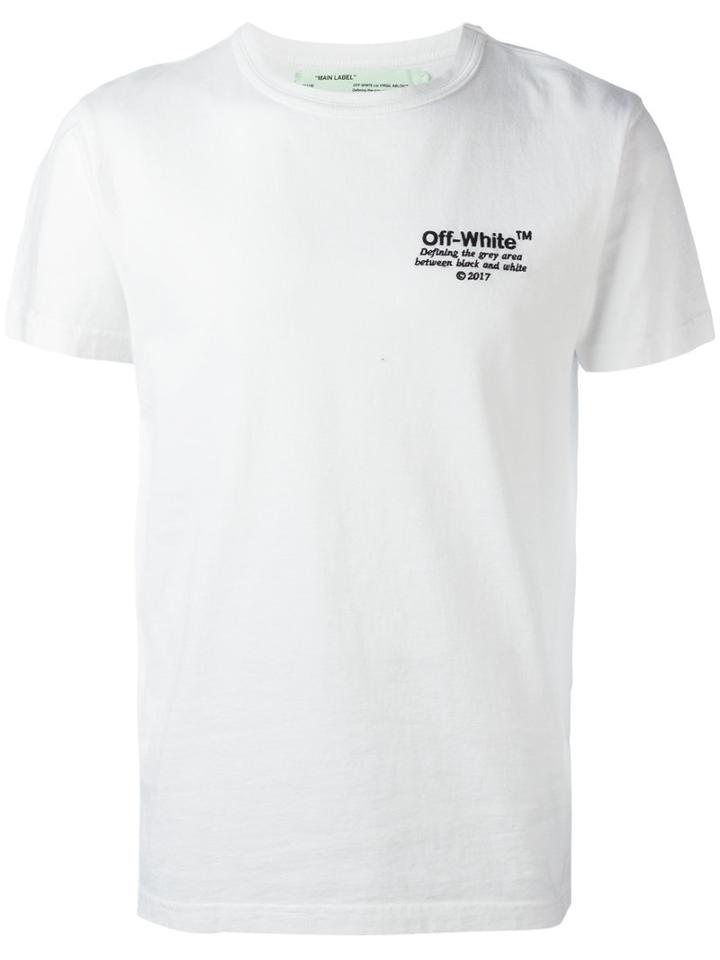 Off-white Embroidered Text T-shirt, Men's, Size: Xs, White, Cotton