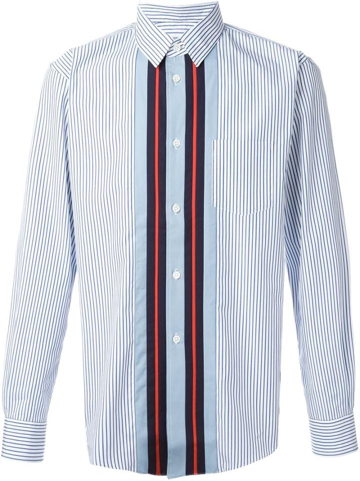 Comme Des Garçons Shirt Contrast Placket Striped Shirt