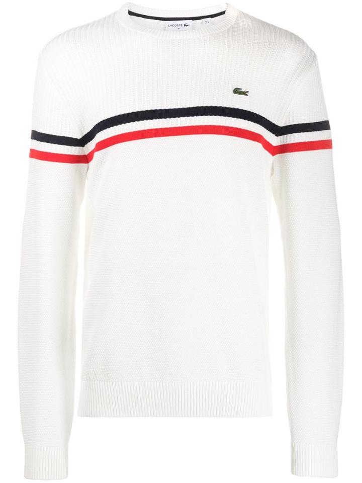 Lacoste Contrast Stripe Jumper - White