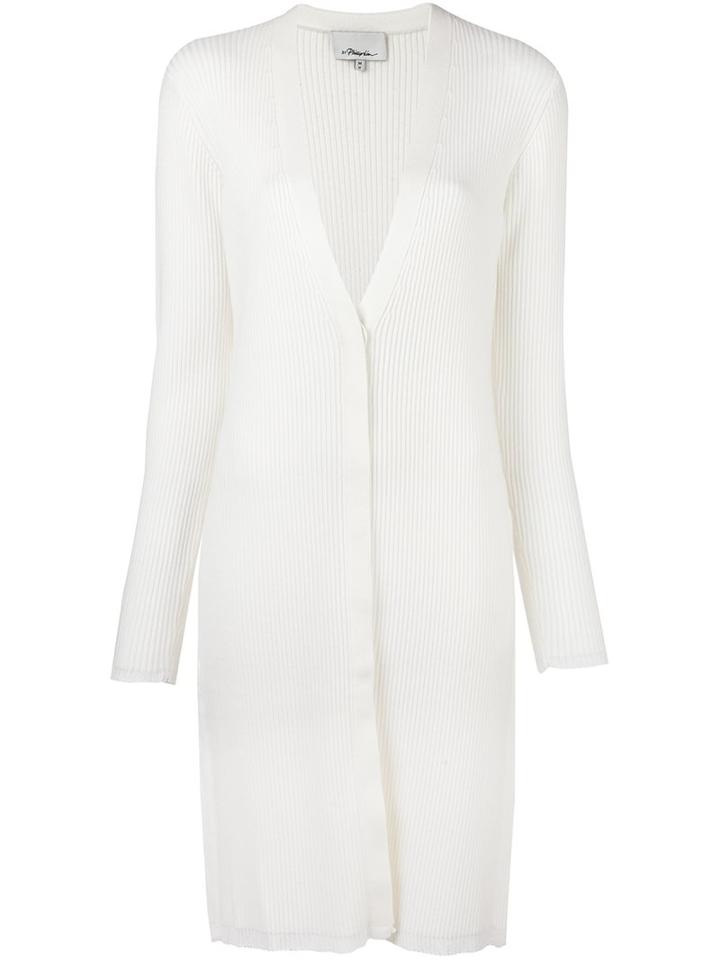 3.1 Phillip Lim Long Ribbed Cardigan, Women's, Size: Medium, White, Spandex/elastane/viscose/wool