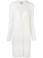 3.1 Phillip Lim Long Ribbed Cardigan, Women's, Size: Medium, White, Spandex/elastane/viscose/wool