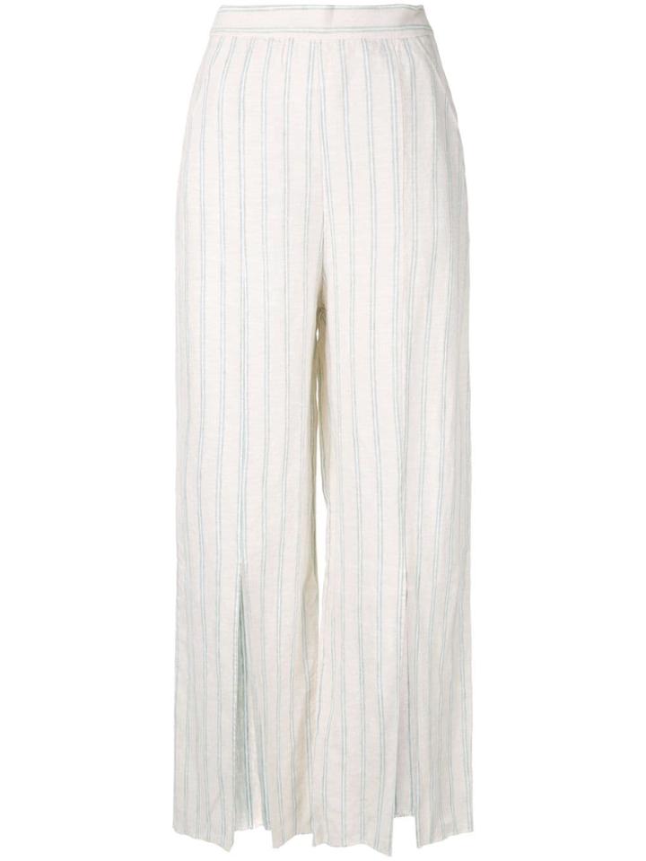 Venroy Striped Split Wide Leg Trousers - Neutrals