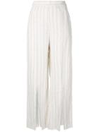 Venroy Striped Split Wide Leg Trousers - Neutrals
