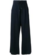 Roberto Collina Wide Leg Track Pants, Women's, Size: Large, Blue, Viscose/spandex/elastane