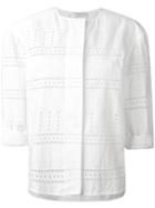 Veronique Leroy - English Embroidery Collarless Blouse - Women - Cotton - 40, White, Cotton
